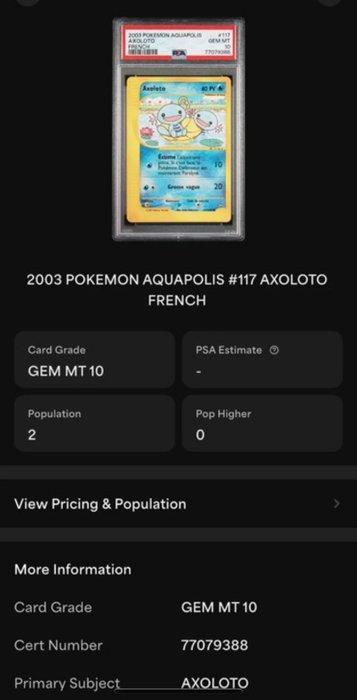 Wizards of The Coast - 1 Graded card - aquapolis - axoloto, Hobby en Vrije tijd, Verzamelkaartspellen | Pokémon