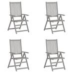 vidaXL Tuinstoelen 4 st verstelbaar massief acaciahout grijs, Tuin en Terras, Tuinstoelen, Verzenden, Nieuw, Hout