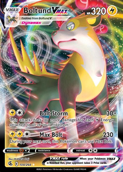Boltund VMAX 104/264 (Fusion Strike), Hobby en Vrije tijd, Verzamelkaartspellen | Pokémon, Losse kaart, Nieuw, Foil, Ophalen of Verzenden