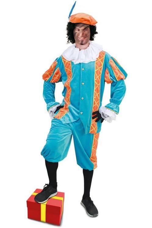 Pietenpak Amando turquoise/oranje luxe, Kleding | Dames, Carnavalskleding en Feestkleding, Nieuw, Ophalen of Verzenden