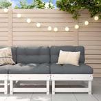 vidaXL Middenbanken met kussens 2 st massief grenenhout wit, Tuin en Terras, Verzenden, Nieuw