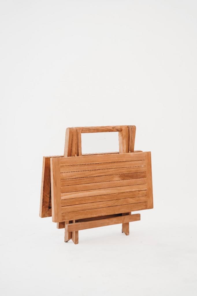 Vierkant Teak Houten Bijzettafeltje Inklapbaar  | 60x60x45 |, Tuin en Terras, Tuintafels, Nieuw, Verzenden
