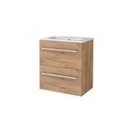 Badmeubelset BWS Salt 60x39cm Met Grepen 2 Lades Met, Ophalen of Verzenden, Nieuw, Chroom, Bad