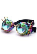 Goggles Steampunk Bril Spikes Oliekleurig Montuur Caleidosco, Nieuw, Carnaval, Ophalen of Verzenden