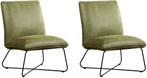 Olijfgroene leren industriële fauteuils zonder armleuning -, Huis en Inrichting, Fauteuils, Nieuw, Ophalen of Verzenden, 50 tot 75 cm