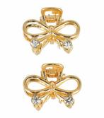 Haarspeld Klem Strik Metaal Strass 2,5cm Goud, Nieuw