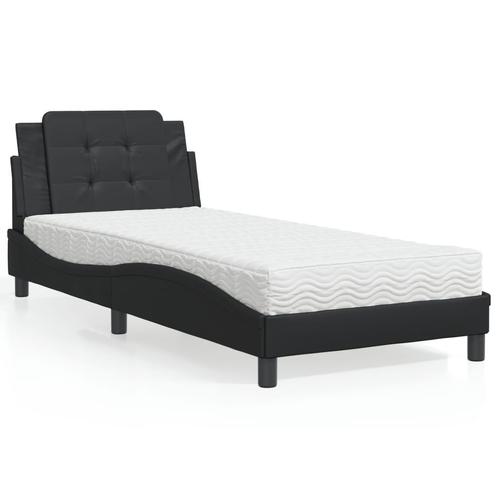 vidaXL Bed met matras kunstleer zwart 100x200 cm, Huis en Inrichting, Slaapkamer | Bedden, 100 cm, 200 cm, Zwart, Eenpersoons