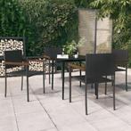 vidaXL 5-delige Tuinset zwart, 4 zitplaatsen, Nieuw, Tuinset, Verzenden