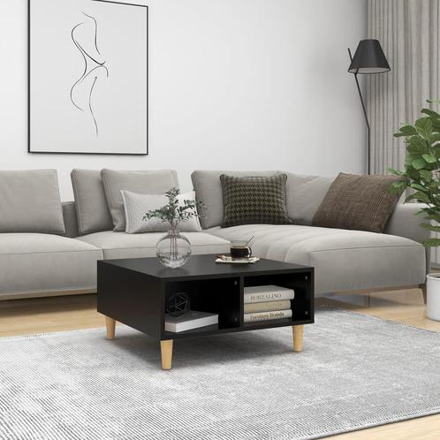 vidaXL Salontafel 60x60x30 cm bewerkt hout zwart, Huis en Inrichting, Tafels | Salontafels, 50 tot 100 cm, Nieuw, Overige houtsoorten