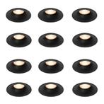 Set van 12 inbouwspots zwart GU10 50mm - Gijs, Nieuw, Metaal of Aluminium, Modern