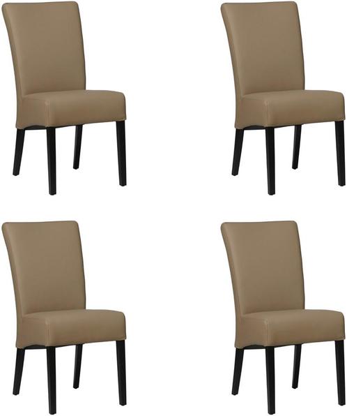 Set van 4 Taupe leren landelijke eetkamerstoelen - Toledo Le, Huis en Inrichting, Stoelen, Vier, Overige kleuren, Nieuw, Leer