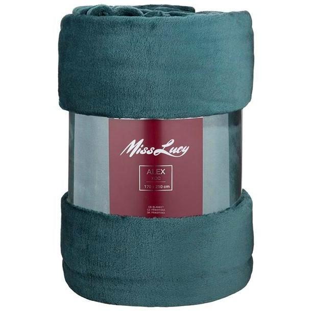 Miss Lucy plaid/deken Alex 170 x 210 cm donker groen, Huis en Inrichting, Woonaccessoires | Plaids en Woondekens, Ophalen of Verzenden