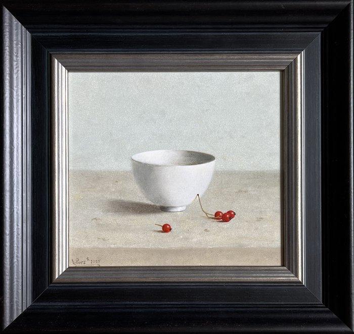 Leo Pors (1952) - Blanc de Chine en meidoornbessen, Antiek en Kunst, Kunst | Schilderijen | Klassiek