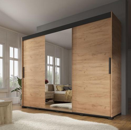 Kledingkast Brazil - Eiken - 250 cm - Garderobekast, Huis en Inrichting, Kasten | Vitrinekasten, 50 tot 75 cm, Nieuw, 150 tot 200 cm