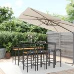 vidaXL 9-delige Tuinbarset poly rattan en massief acaciahout, Verzenden, Nieuw, Rotan, 8 zitplaatsen