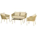 TRUUSK 4-delig Rattan Tuinmeubelset Zitgroep Met 1 Salontafe, Verzenden, Nieuw
