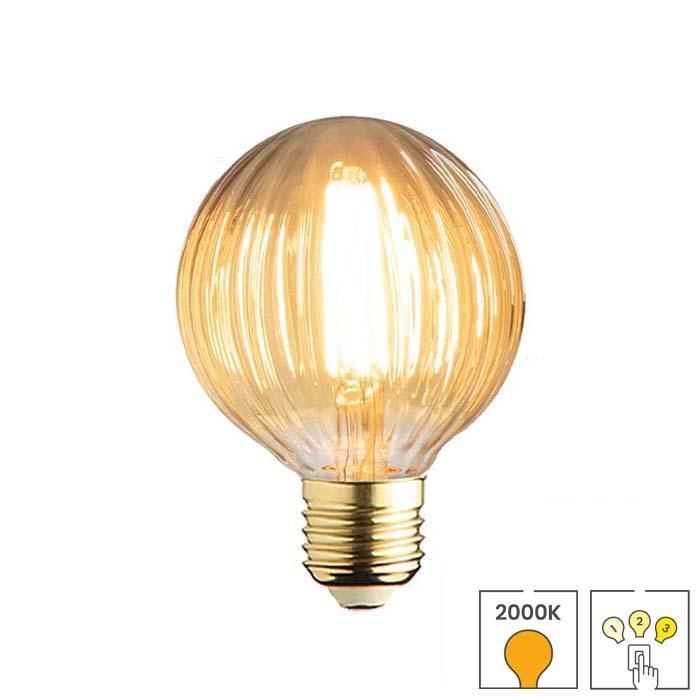 LED lamp geribbeld glas E27 | 3-staps dimbaar | 4 watt |, Huis en Inrichting, Lampen | Losse lampen, Overige typen, Nieuw, E27 (groot)