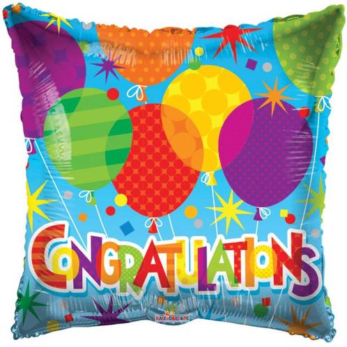 Helium Ballon Vierkant Congratulations Ballonnen 45cm leeg, Hobby en Vrije tijd, Feestartikelen, Nieuw, Verzenden