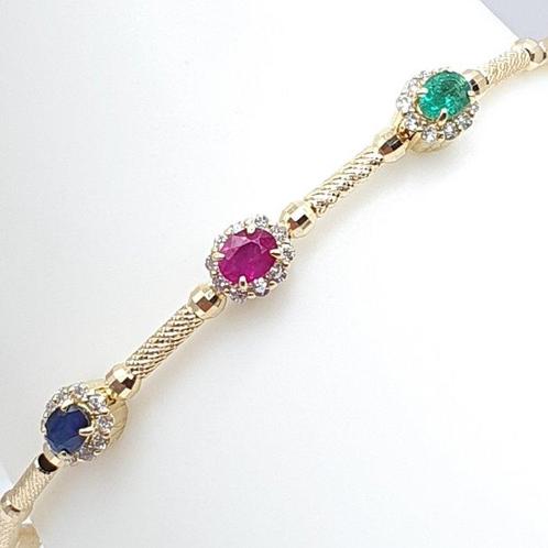 Armband - 18 karaat Geel goud - 0.80ct. tw. Gemengde, Sieraden, Tassen en Uiterlijk, Armbanden