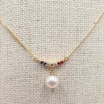 Halsketting - 18 karaat Geel goud - K18 Akoya & Diamanten, Sieraden, Tassen en Uiterlijk, Kettingen, Nieuw