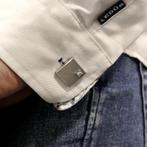 Witgouden manchetknopen met diamant; 0,16 ct., Sieraden, Tassen en Uiterlijk, Manchetknopen, Ophalen of Verzenden, Gebruikt, Goud