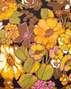Viscose Bloemen Geel/Zwart, Hobby en Vrije tijd, Stoffen en Lappen, Nieuw, Zwart