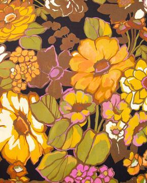 Viscose Bloemen Geel/Zwart, Hobby en Vrije tijd, Stoffen en Lappen, Zwart, Nieuw