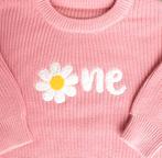 Eerste verjaardag trui roze met vrolijke bloem, Kinderen en Baby's, Verzenden, Nieuw, Meisje, Truitje of Vestje