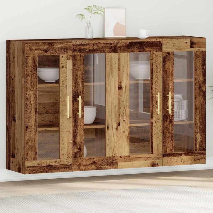 vidaXL Wandkasten 2 pcs Oud Hout 69,5 x 34 x 90 cm Bewerkt, Huis en Inrichting, Kasten | Buffetkasten, Nieuw, Minder dan 50 cm