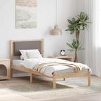vidaXL Bedframe met hoofdeinde Taupe 80 x 190 cm Massief, Huis en Inrichting, Verzenden, Nieuw, Hout