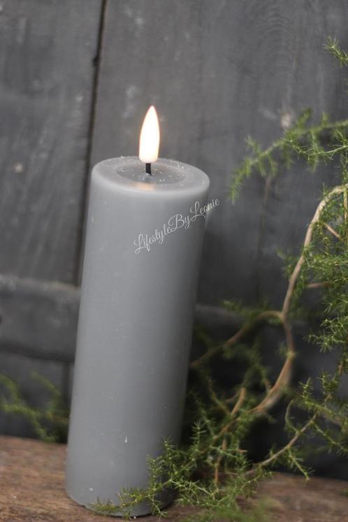 Wax LED kaars Grey 15 x 5 cm, Huis en Inrichting, Woonaccessoires | Kandelaars en Kaarsen, Nieuw, Ophalen of Verzenden