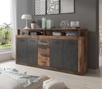 Dressoir Grijs Old wood 190cm Opbergkast, Nieuw, 150 tot 200 cm, 25 tot 50 cm, Modern