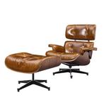 XL Lounge Fauteuil – Walnoothout & Koeienleer, Luxe Comfort, Bruin, Verzenden, Nieuw, Eén