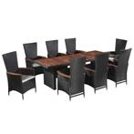vidaXL 9-delige Tuinset met kussens poly rattan zwart, Tuin en Terras, Tuinsets en Loungesets, Nieuw, 8 zitplaatsen, Tuinset, Verzenden