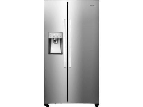 Hisense -   Amerikaanse Koelkast Rvs, Witgoed en Apparatuur, Koelkasten en IJskasten, 200 liter of meer, Nieuw, Met aparte vriezer