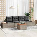 vidaXL Tuin Sofa Set met kussen 5 pcs Grijs Poly riet, Tuin en Terras, Tuinsets en Loungesets, Verzenden, Nieuw, Rotan