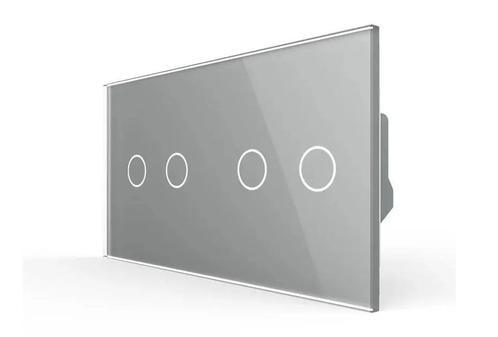 Slimme Lichtschakelaar Livolo 2+2 | Wissel | Grijs Glas, Doe-het-zelf en Verbouw, Elektra en Kabels, Schakelaar, Nieuw, Ophalen of Verzenden
