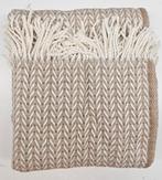 PLAID exclusief in katoen, camel en wit - 200x150cm - deken,, Antiek en Kunst