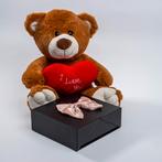 Swarovski Roze Hart Ketting en Teddybeer - Cadeau voor vrouw, Nieuw, Zilver, Met hanger, Verzenden