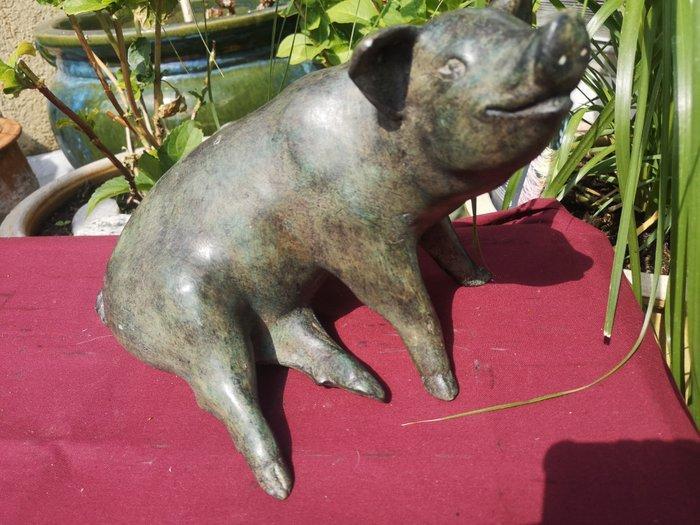 sculptuur, pig sitting - 27 cm - Brons, Antiek en Kunst, Curiosa en Brocante