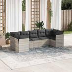 vidaXL 7-delige Loungeset met kussens poly rattan lichtgrijs, Nieuw, Loungeset, 7 zitplaatsen, Verzenden