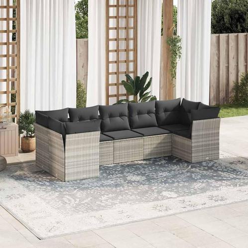 vidaXL 7-delige Loungeset met kussens poly rattan lichtgrijs, Tuin en Terras, Tuinsets en Loungesets, Loungeset, Nieuw, 7 zitplaatsen