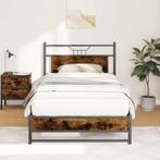 vidaXL Bedframe zonder matras spaanplaat gerookt, Eenpersoons, Bruin, Verzenden, Nieuw