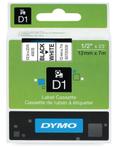 Dymo D1 tape - 12 mm x 7 m - Zwart op wit