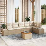 vidaXL Tuin Sofa Set 7 pcs Beige en wit, Verzenden, Nieuw, Rotan