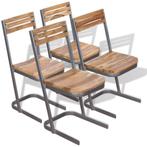 vidaXL Eetkamerstoelen 4 stuks massief teakhout, Huis en Inrichting, Stoelen, Verzenden, Nieuw, Bruin