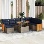 vidaXL 11-delige Loungeset met kussens poly rattan acacia, Verzenden, Nieuw, Rotan, Loungeset