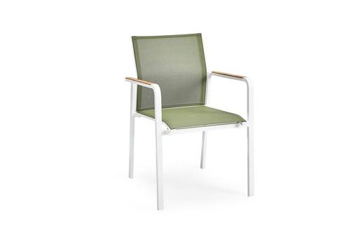 Suns Tutti eetstoel forest mw green teak armleuningen |, Tuin en Terras, Tuinsets en Loungesets, Ophalen of Verzenden