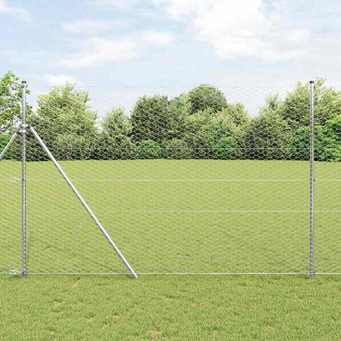 vidaXL Zeskantig hekwerk Zilver 1.5 x 10 m Gegalvaniseerd, Tuin en Terras, Schuttingen, Nieuw, IJzer, Verzenden