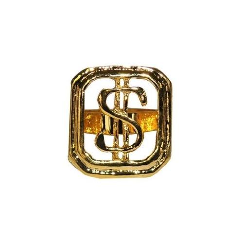 Carnaval/verkleed spullen - Gouden dollar ring verstelbaar.., Hobby en Vrije tijd, Feestartikelen, Verzenden